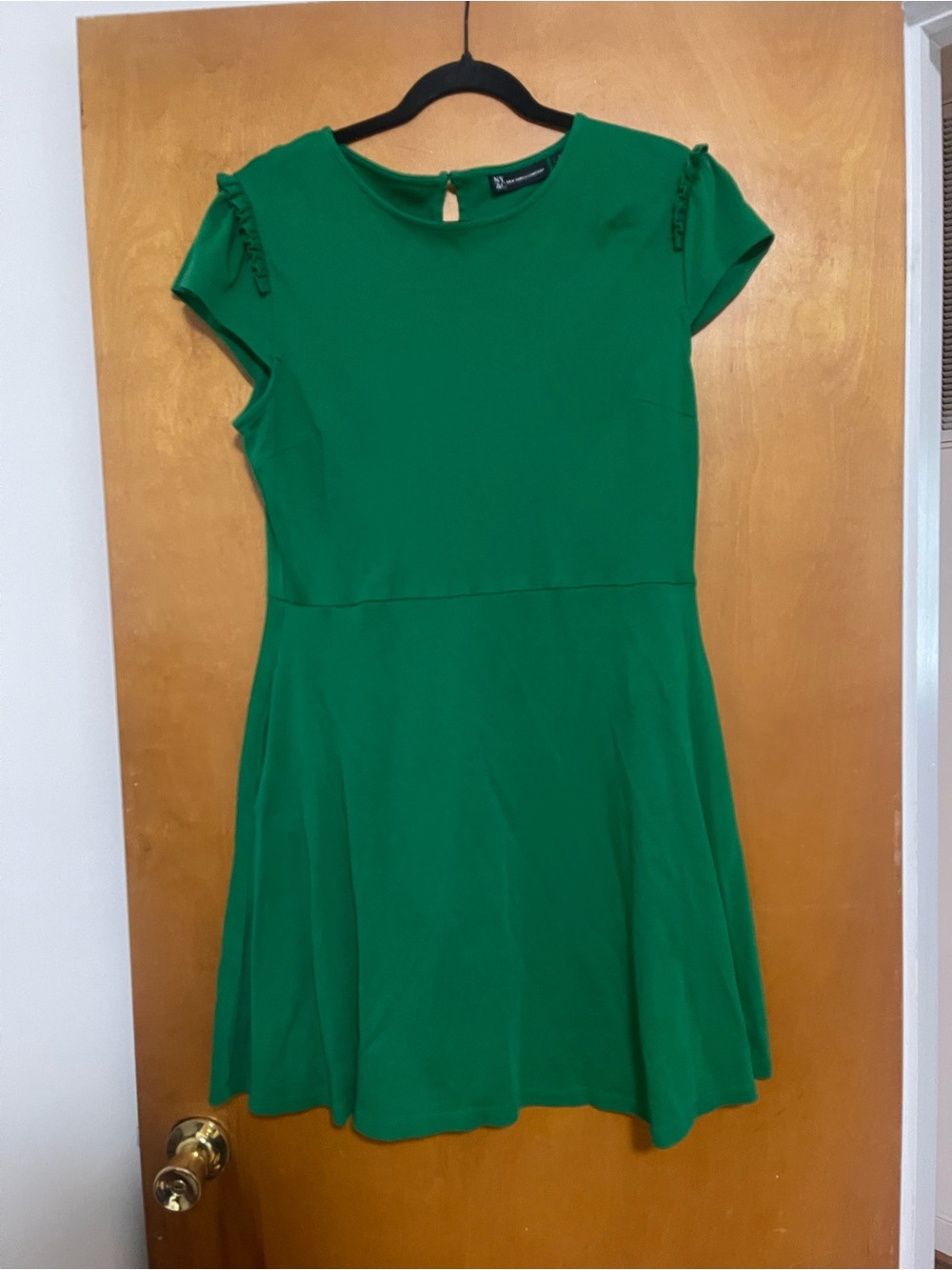New York & Co Green Fit-and-Flare Business Casual Dress